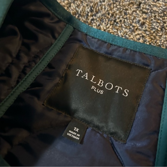 NWT Talbots women’s 1X green quilted collarless coat lightweight jacket fall - Picture 3 of 9